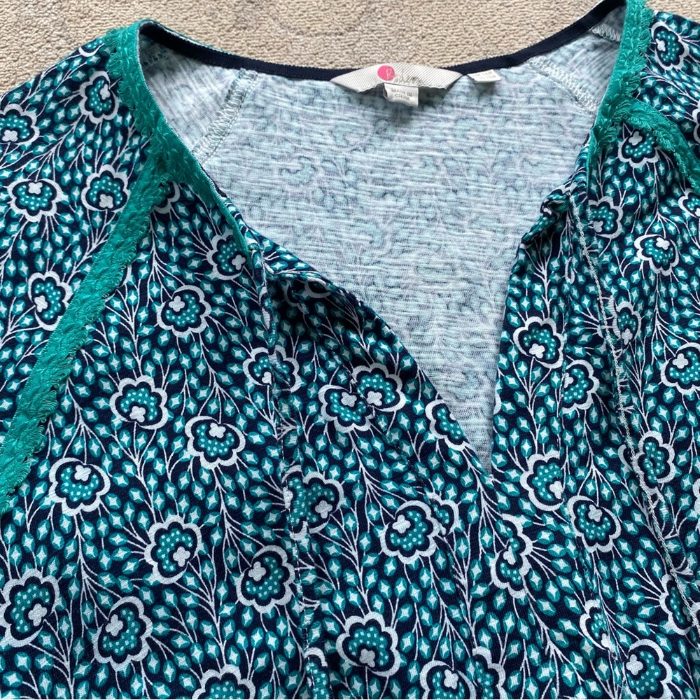 Boden Heidi Jersey Dress Green Floral 12 Boho Casual Midi Balloon Sleeve Lace - Picture 5 of 16